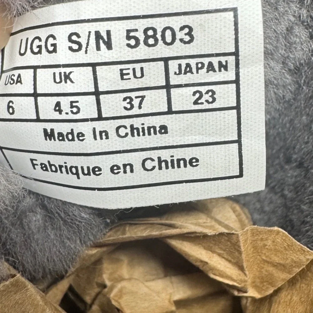 UGG Australia Bailey Button Grey Suede Shearling Boots 5803 Womens 6